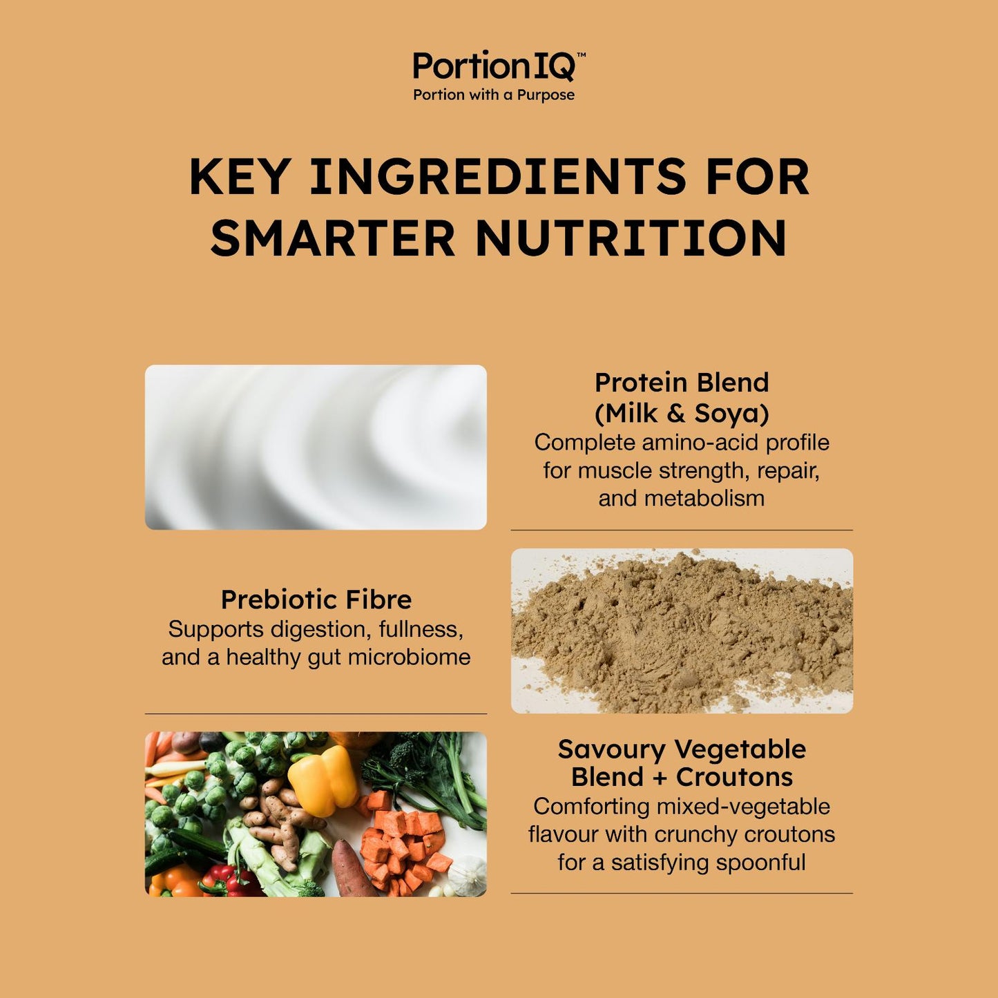 PortionIQ high-protein vegetable soup with croutons key ingredients
