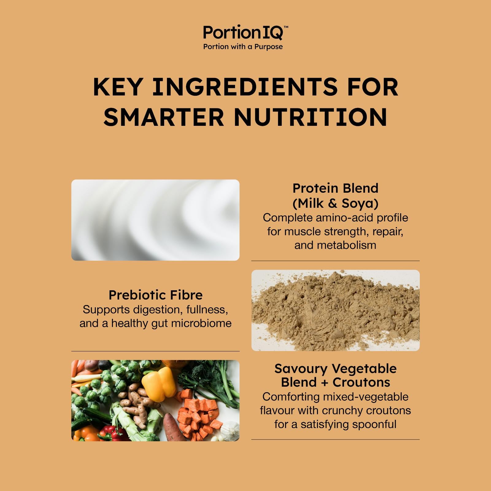 PortionIQ high-protein vegetable soup with croutons key ingredients