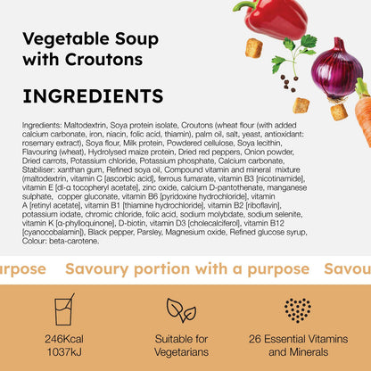 PortionIQ high-protein vegetable soup with croutons full ingredients list