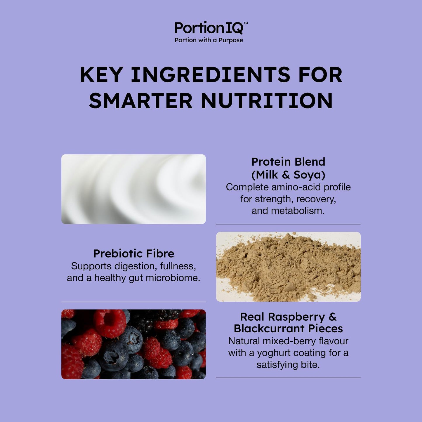 PortionIQ high-protein very berry yoghurt bites key ingredients