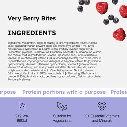 PortionIQ high-protein very berry yoghurt bites full ingredients list